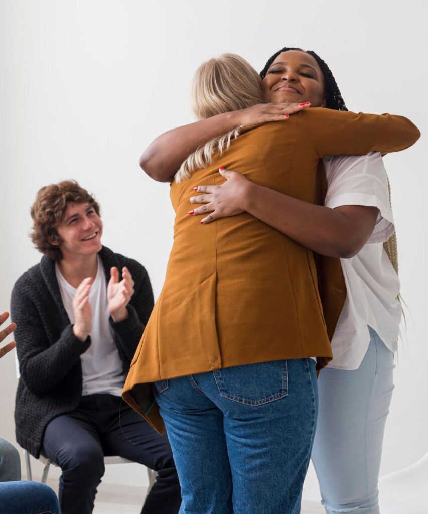 Clients connecting in group therapy for drug addiction treatment in Nashville.