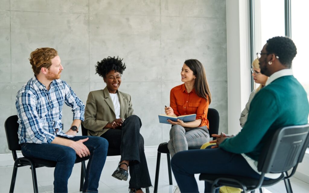 People enjoy group therapy through aftercare during our IOP in Nashville.