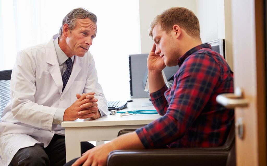 Man receiving professional guidance for Xanax addiction treatment in Nashville.