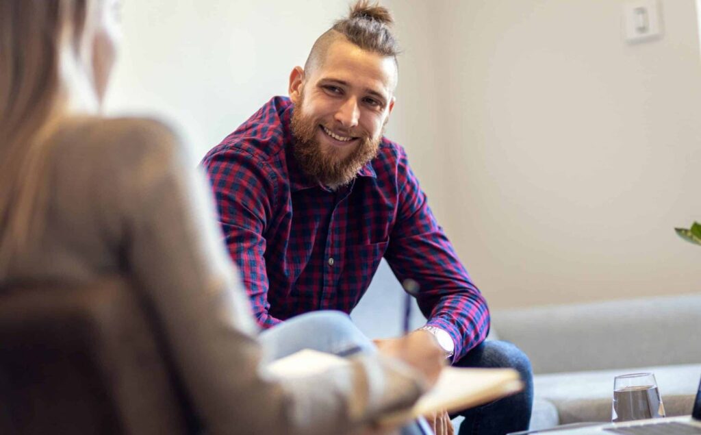 Client experiencing positive moments during CBT in Nashville.