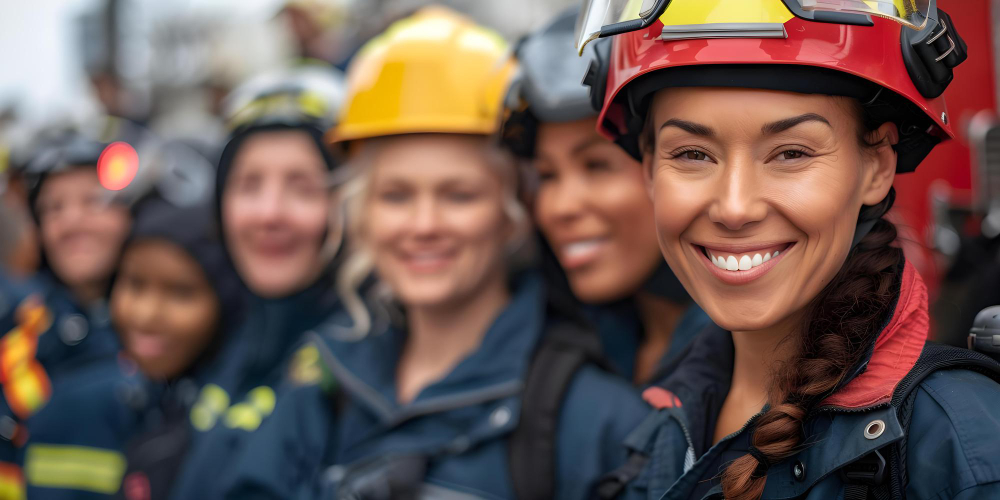Women in various first responder roles celebrating international women39s day at work concept international women39s day first responders workplace celebration women empowerment