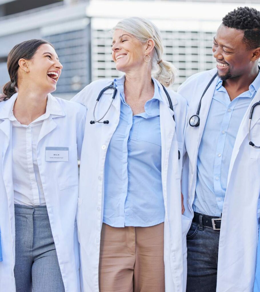 Doctors smiling after starting treatment at a healthcare professionals rehab in Nashville.