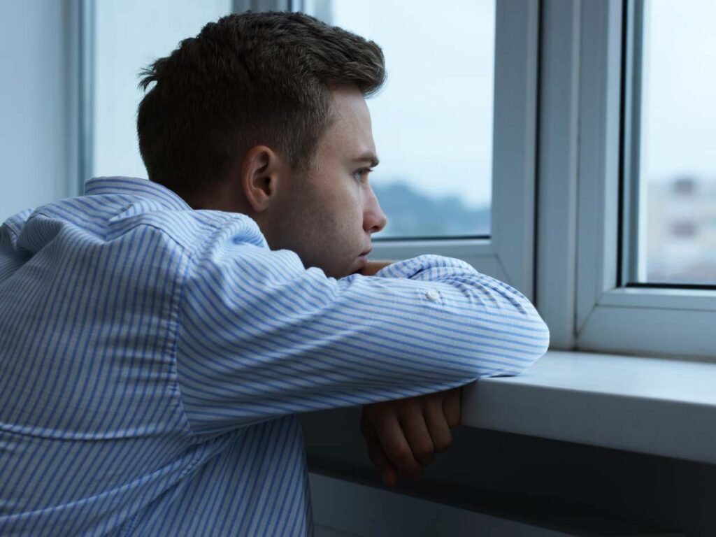 Man appearing distressed and in need of a professionals and executives rehab in Nashville.