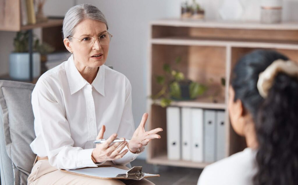 Therapist speaking with a client in a calm setting for panic disorder treatment in Nashville.