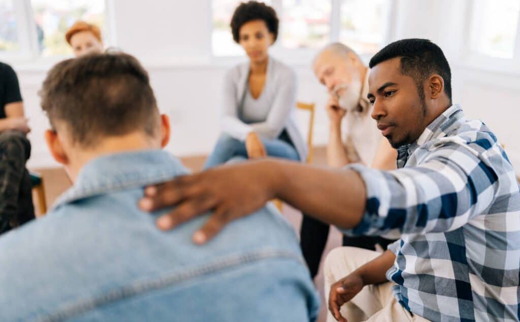 Group therapy session during hallucinogen addiction treatment in Nashville.