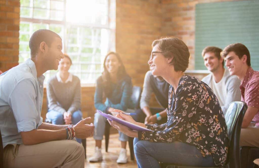 Group therapy setting as part of carfentanil addiction treatment in Nashville.