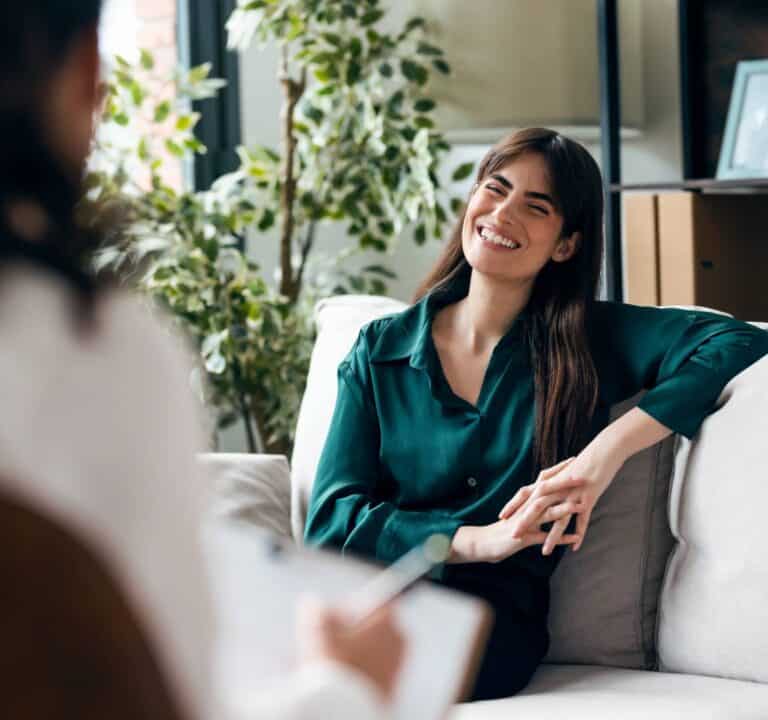 Therapist and client having a supportive conversation during CPTSD treatment in Nashville, TN.
