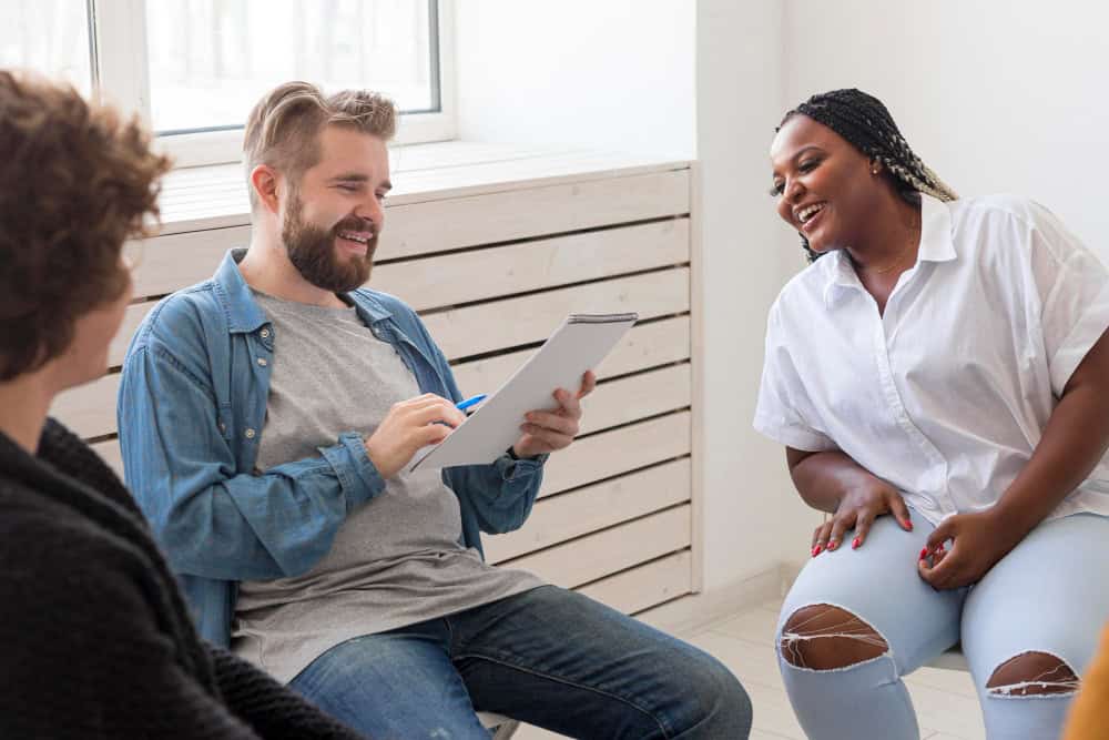 People connecting during a supportive meeting as part of prescription drug rehab in Nashville, Tennessee at Grace Recovery Center.