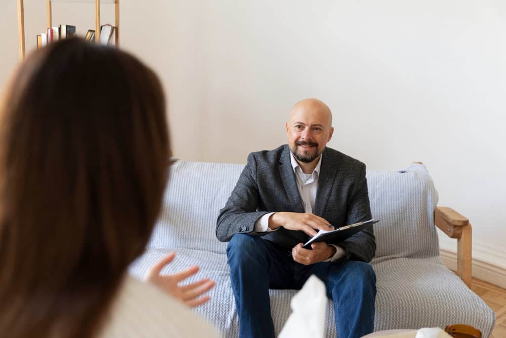 Family participating in a counseling session during OCD treatment in Nashville at Grace Recovery Center.