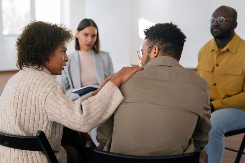 People sharing feelings and emotions during a group therapy session for prescription drug addiction treatment at Grace Recovery Center.