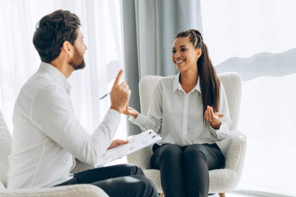 A woman enjoys personalized individual therapy during ADHD treatment in Nashville, TN.